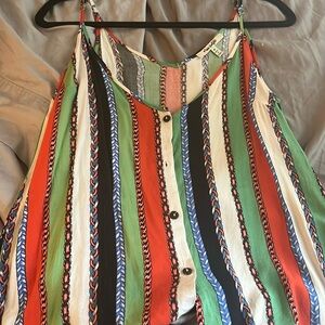 Striped colored tank top low cut v